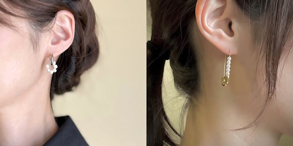 アップスタイル・ヘアアレンジ　ピアスコーデ