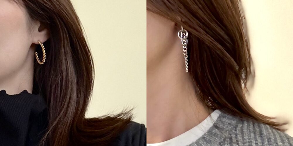 髪をおろしたときのピアスの合わせ方